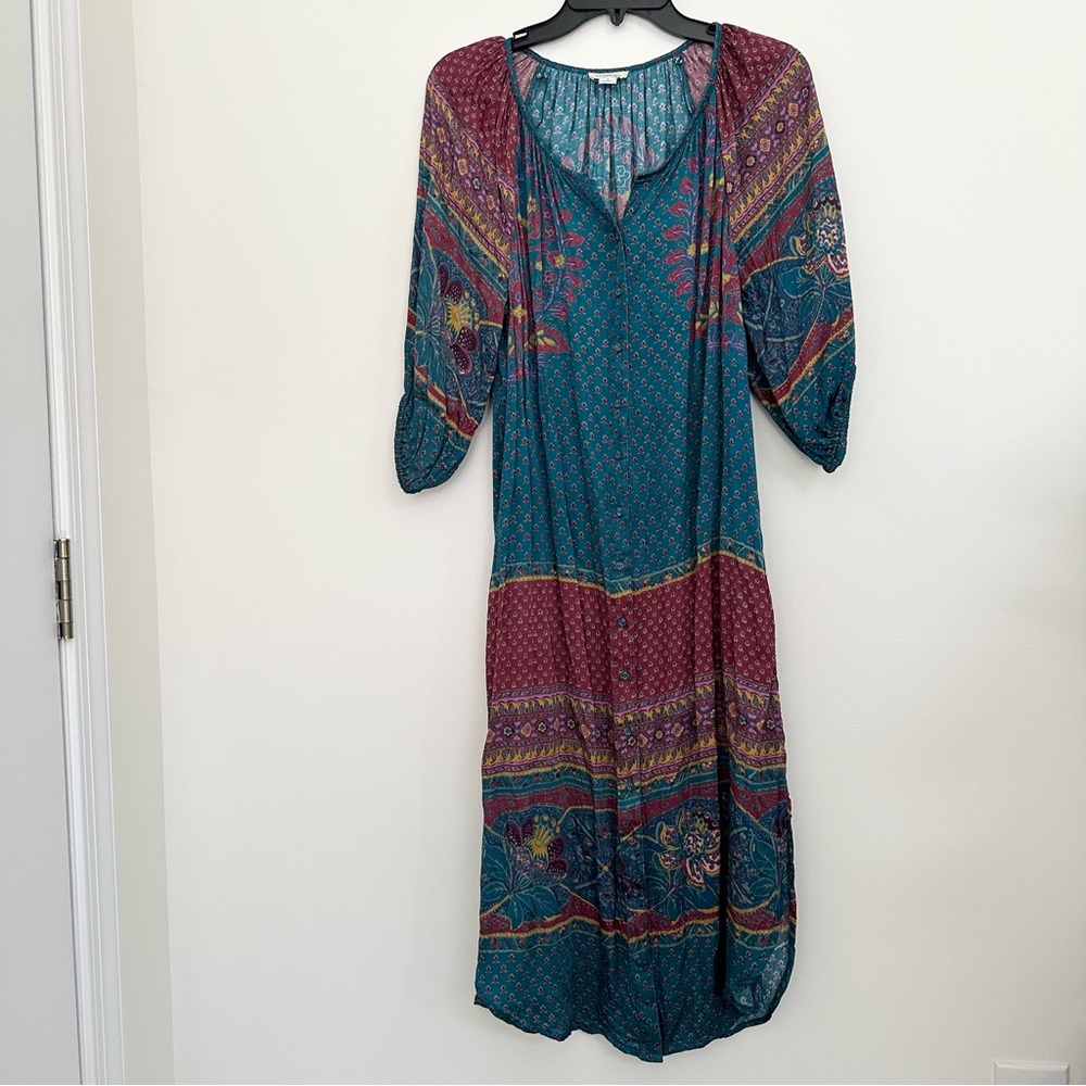 SUNDANCE La Villette Midi Dress - Blue Purple Floral Boho SZ M